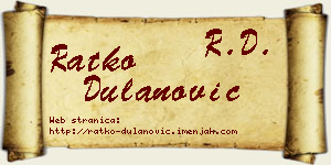 Ratko Dulanović vizit kartica